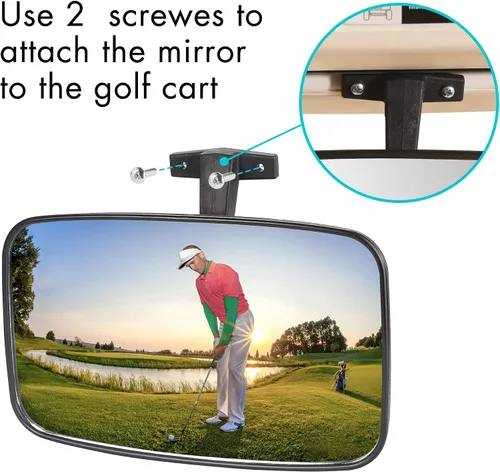Vista 6 de 10L0L Juego de espejos para carrito de golf, espejos laterales y espejo retrovisor panorámico grande Radian extra ancho para EZGO Yamaha Club Car