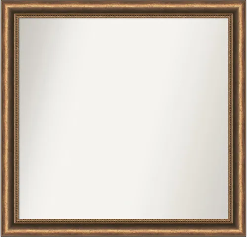 Vista 185 de Amanti Art Espejo de baño de bronce para sobre fregadero, 24 x 24 pulgadas, espejo de tocador cuadrado estrecho de bronce Manhattan, marco de madera
