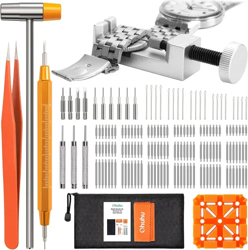 Vista 9 de Ohuhu - Kit de reparación de reloj, 192 piezas mejoradas de alta resistencia para extracción de eslabones de reloj, kit de herramientas de repuesto