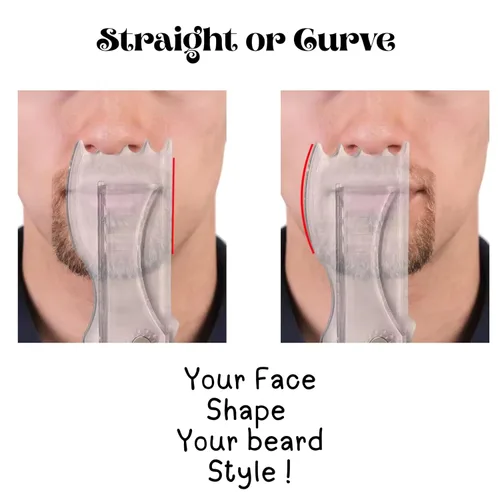 Vista 3 de Plantilla ajustable para moldear barba para hombres, kit con plantillas flexibles para barba, lápiz de peluquero y 3 maquinillas de afeitar faciales