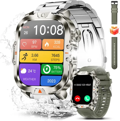 Vista 10 de Reloj inteligente para hombre, respuesta militar, con pantalla de 2.01 pulgadas, más de 170 modos deportivos, reloj inteligente de fitness, IP68