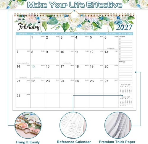Vista 4 de Calendario 2026 – Calendario de pared 2026, enero 2026 – diciembre 2026, calendario de pared de 12 meses, 14.6 x 11.5 pulgadas, encuadernación