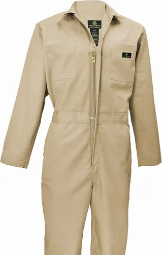 Vista 17 de Natural Uniforms Overol de sarga de manga larga con cremallera para hombre, resistente a las manchas y a las arrugas
