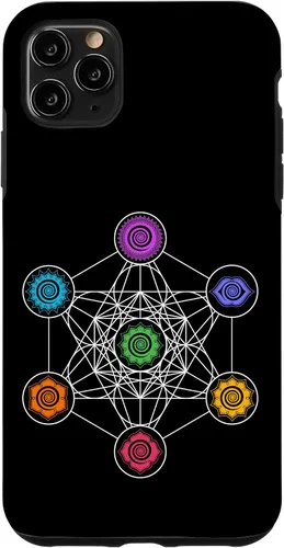 Vista 11 de iPhone 15 Metatronscube, geometría sagrada, chakra, yoga, símbolo, funda 4D