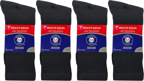 Vista 5 de 6 pares de calcetines tipo crew de algodón para diabéticos sin compresión para neuropatía