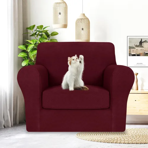 Vista 81 de MAXIJIN 2 piezas de fundas para silla con brazos, funda para silla de sofá para sala de estar, funda elástica para perros para una silla con 1 cojín
