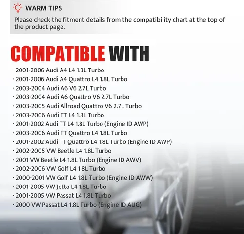 Vista 3 de NPAUTO Paquete de bobinas de encendido compatible con 1.8 1.8T Audi A4 A6 TT Turbo Quattro, VW Beetle Golf Jetta Passat 2001 2002 2003 2004 2005