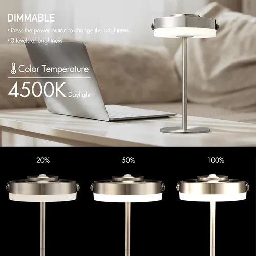 Vista 2 de O'Bright Thurlow - Lámpara LED portátil para exteriores e interiores, batería recargable integrada, resistente al agua IP44, luz de viaje, linterna