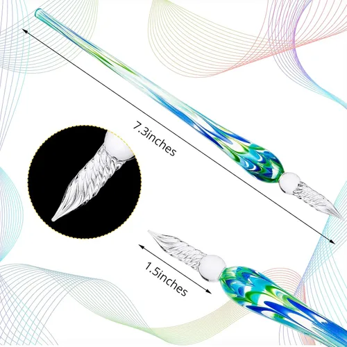 Vista 2 de Zonon 3 bolígrafos de cristal hechos a mano con caligrafía de cristal de borosilicato, firma para artistas, mujeres, hombres, adolescentes