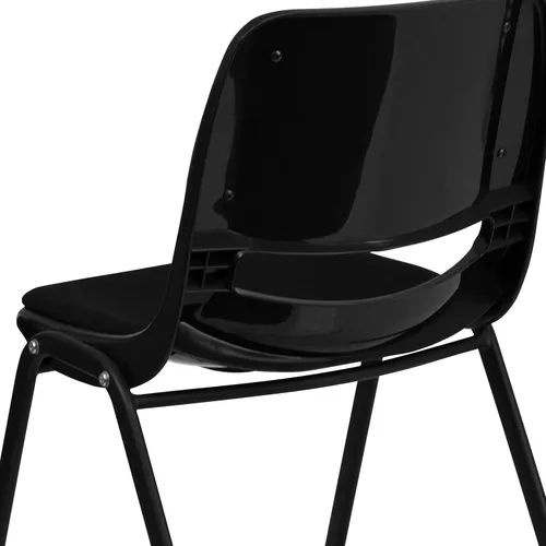 Vista 9 de EMMA + OLIVER Silla apilable ergonómica acolchada negra para estudiantes - aula/silla de invitados