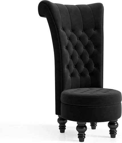 Vista 11 de MU Silla de respaldo alto de terciopelo holandés, muebles de sala de estar, asiento de acento real, sillas de trono, estilo simplemente elegante