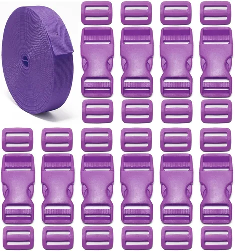 Vista 13 de 1 inch Buckle Strap Set with 10 Yards Webbing Side Release Plastic Buckle Negro