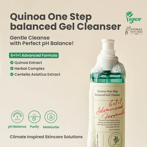Vista 2 de AXIS-Y Quinoa One Step Balanced Gel Cleanser – Gel limpiador facial hidratante profundo – Gel limpiador facial vegano coreano para el cuidado