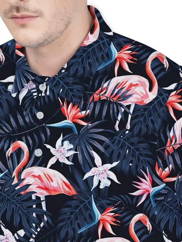 Vista 6 de Kinata Camisas polo hawaianas para hombre, camisa de palmera para hombre, divertidas camisas de golf para hombres, camisas de golf locas, camisa