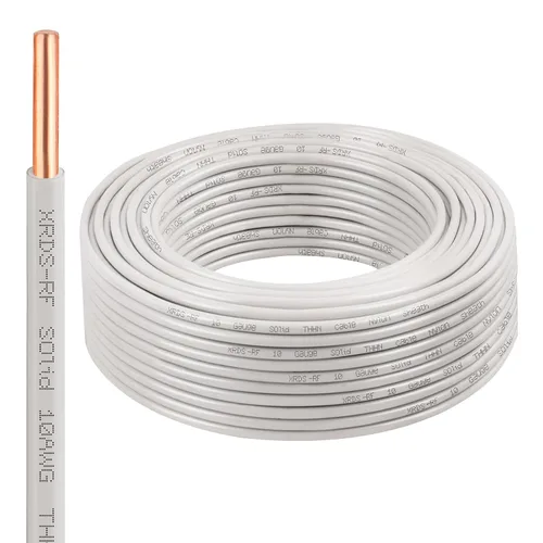 Vista 58 de Cable THHN 25 pies, Conductor Único de Cobre Desnudo, Cable Eléctrico Rojo 10AWG, Cable de Construcción Sólida de 600V con Funda de Nylon