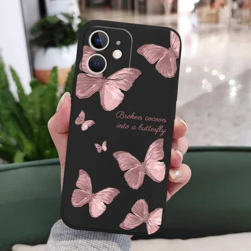 Vista 3 de LEECG Funda para iPhone 12 Mini, diseño creativo con estampado floral, funda antiarañazos de microfibra suave, funda de silicona líquida para Negro