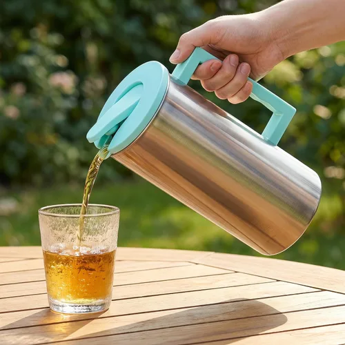 Vista 7 de Cabilock Jarra de acero inoxidable de 60.8 onzas con tapa, jarra de acero inoxidable de gran capacidad, jarra de agua aislada para mantener bebidas