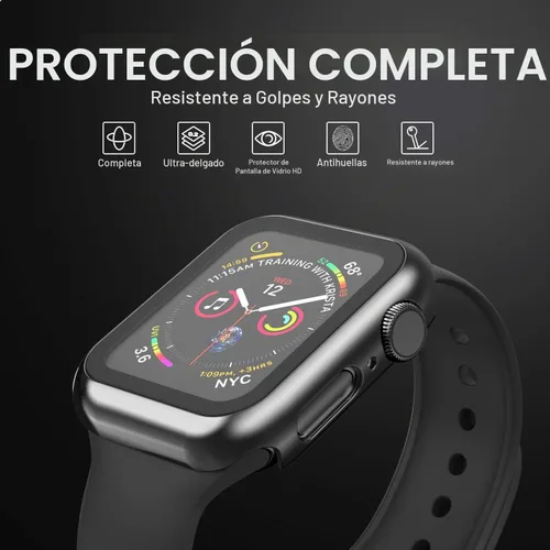 Vista 2 de Adepoy Paquete de 8 fundas con protector de pantalla de vidrio templado compatible con Apple Watch SE3 SE2 SE Series 6/5/4 de 1.575 pulgadas