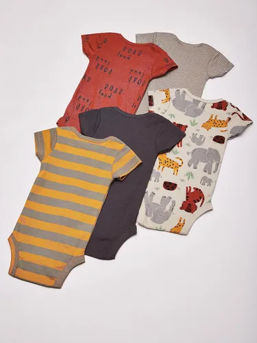 Vista 5 de Gerber Paquete de 5 mamelucos variados de manga corta para bebés niños