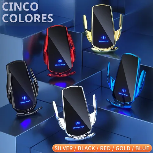 Vista 5 de Cargador de coche inalámbrico Soporte de teléfono Soporte para automóvil Carga inalámbrica de 15 W Carga rápida de sujeción automática Soporte