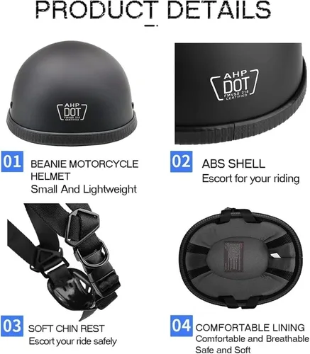 Vista 3 de Casco pequeño y ligero ultrafino para motocicleta, aprobado por DOT, de perfil bajo, para hombres y mujeres, casco de motocicleta alemán retro