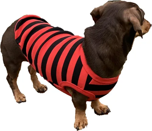 Vista 8 de D Doggy Star - Suéter de perro salchicha para perros, ropa de forro polar, abrigo de invierno (M, bolsillo azul marino)