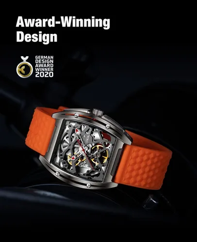 Vista 3 de CIGA Design Skeleton Watch Z Series Titanium Automatic Mechanical Wristwatch Sapphire Tonneau Analog Men's Watches 3ATM Waterproof with Removable