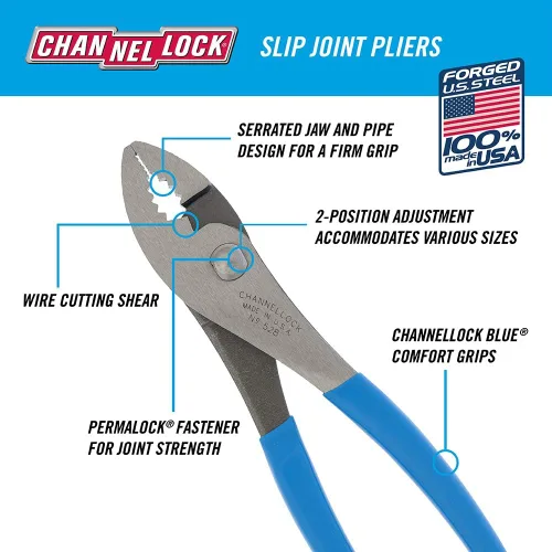 Vista 6 de Channellock Kit de alicates PC-2 Pro Choice con bandeja de herramientas adicional para un almacenamiento conveniente, 4 piezas de lengüeta y ranura