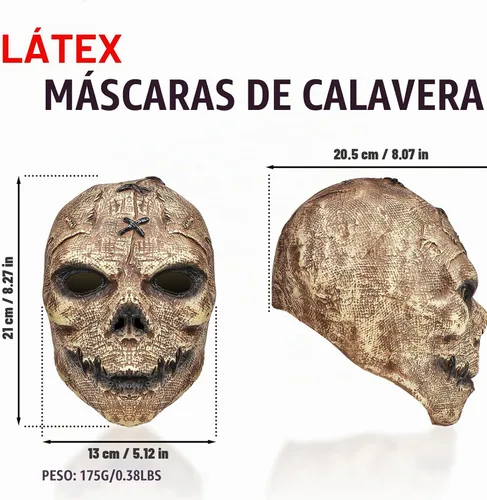 Vista 4 de Máscara de calavera de cabeza completa, disfraz de látex espeluznante