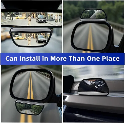 Vista 6 de Espejo de punto ciego, paquete de 2 unidades, espejo lateral para automóvil, punto ciego, ajustable, auxiliar, gran angular, espejo retrovisor