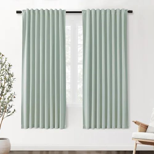 Vista 51 de SHINELAND Cortinas opacas cortas para ventanas de dormitorio, cortinas de baño, 45 pulgadas de largo