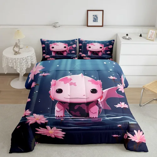 Vista 35 de Erosebridal Juego de edredón de ballena náutica, tamaño individual, juego de ropa de cama vintage azul con ondas oceánicas para niños y niñas