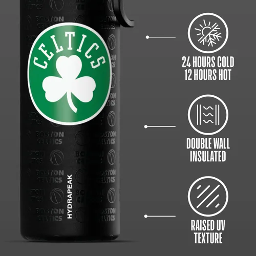 Vista 4 de Hydrapeak x NBA Botella de agua activa con licencia oficial Boston Celtics de 26 onzas con tapa chug y asa, reutilizable, acero inoxidable, doble