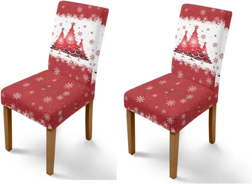 Vista 136 de Rnyleeg Fundas navideñas para sillas de comedor, fundas de asiento de comedor con estampado de campanas brillantes, juego de 1 funda suave y lavable