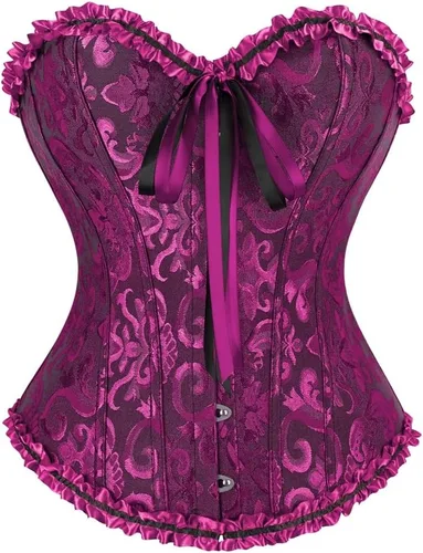 Vista 9 de frawirshau - Corsé para mujer, con cordones, con varillas, escultor de cuerpo, lencería Beige