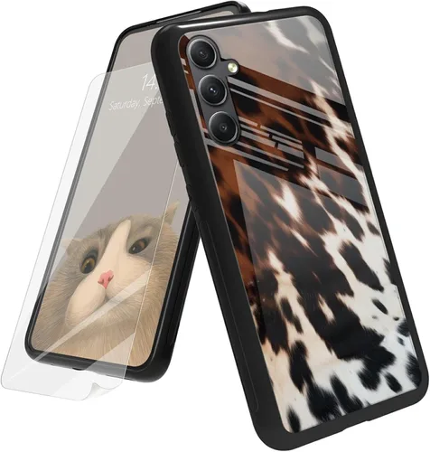 Vista 107 de Funda para Samsung Galaxy A12 5G con protector de pantalla, parte trasera de vidrio templado + TPU de silicona suave que absorbe los golpes