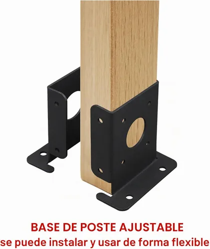 Vista 3 de Juego de 4 soportes de base de poste de pérgola de madera para valla de 4 x 4 (real: 3.5 x 3.5), soportes de base de anclaje negros ajustables
