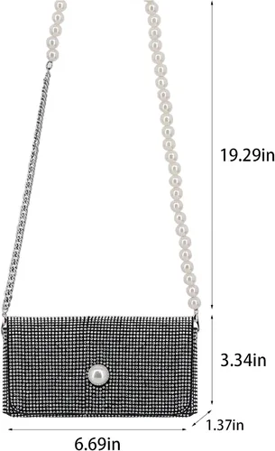 Vista 3 de Naimo Bolso cruzado con diamantes de imitación de cristal brillante, bolso de mano de noche de diamante, bolso para teléfono celular para fiesta