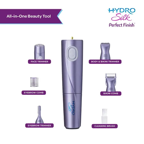 Vista 5 de Schick Hydro Silk Recortadora de acabado perfecto, kit de aseo 8 en 1 para mujer