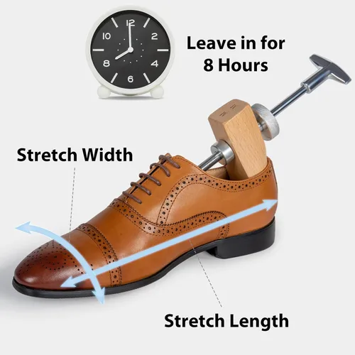 Vista 4 de Premium Beechwood 2-Way Shoe Stretcher Hombres, Profesional Zapato Ampliador y Expander Hombres, Cuero Zapatos Camilla Hombres