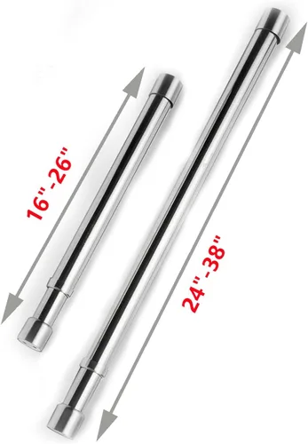 Vista 2 de Barra de armario ajustable resistente Autuwintor Extensor de barra de armario colgante con soportes 16-26 pulgadas, acero inoxidable, plata