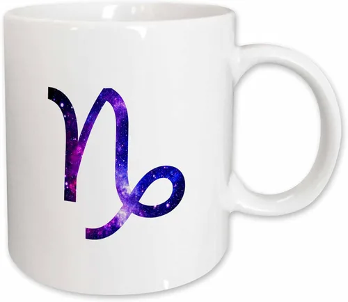 Vista 11 de 3dRose Capricorn star sign - goat zodiac glyph astrological horoscope symbol 11oz Two-Tone Black Mug