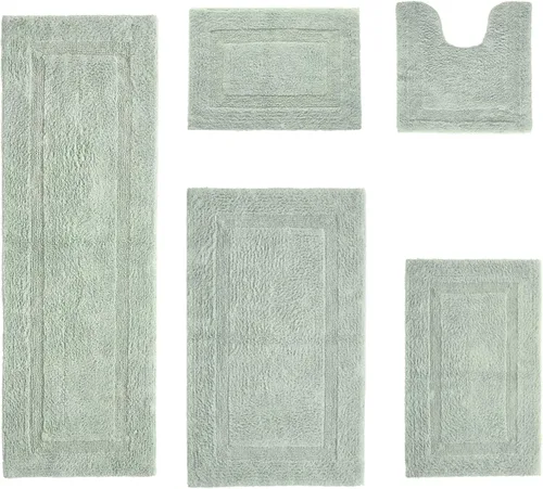 Vista 362 de Better Trends - Juego de 2 alfombras de baño 100% algodón, extra suaves, con borlas, de 17" x 24", alfombra de baño superabsorbente y reversible