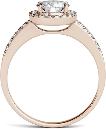 Vista 3 de Charles & Colvard Created Moissanite 6.5mm Round Cut Engagement Ring for Women 1.3 cttw DEW Lab Grown Solid 14K Rose Gold