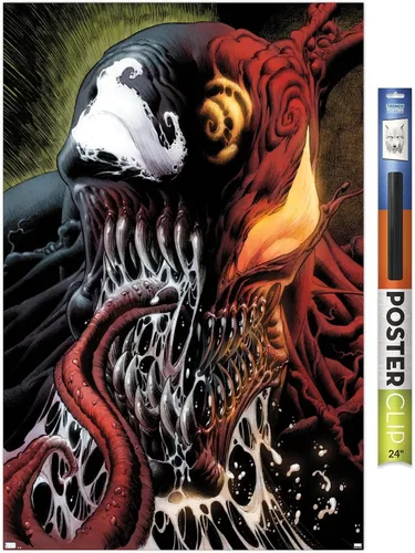 Vista 16 de Trends International Marvel Comics - Carnage - Póster de pared con veneno dividido en la cara, 14.725 x 22.375 pulgadas, versión enmarcada de madera
