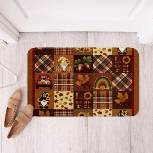 Vista 34 de Erosebridal Thanksgiving Turkey Bathroom Rugs - Fall Leaves Pumpkin Bath Mat for Kids Adults, Vintage Autumn Harvest Door Mat 16 x 24 Inch Rustic