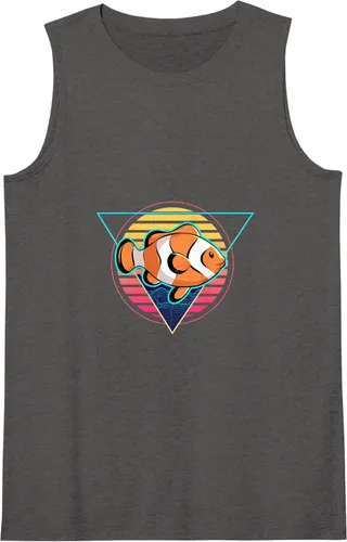 Vista 7 de Clown Fish Futuristic Synthwave Vaporwave Aquarium Clown Tank Top Negro