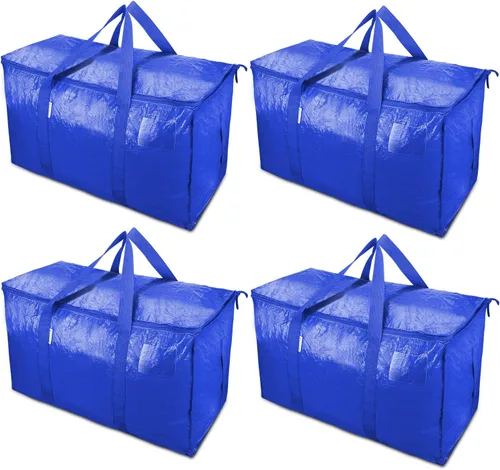 Vista 31 de TICONN Paquete de 2 bolsas de mudanza extra grandes resistentes con cremalleras y asas de transporte, bolsas de almacenamiento duraderas