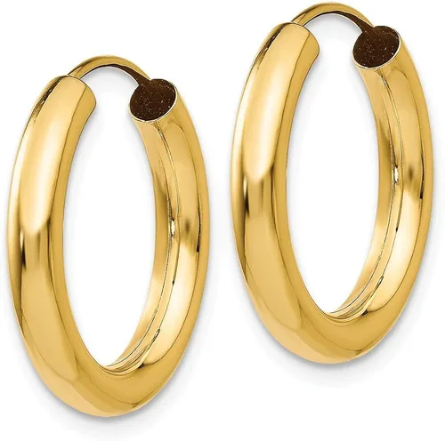 Vista 2 de 3mm x 20mm 14K oro amarillo pulido Endless Tubo arete de aro