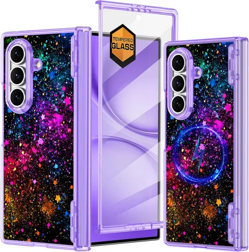 Vista 22 de Hekodonk Funda para Galaxy Z Fold 6, compatible con MagSafe, brilla en la oscuridad, protector de pantalla frontal, soporte, protección de bisagra